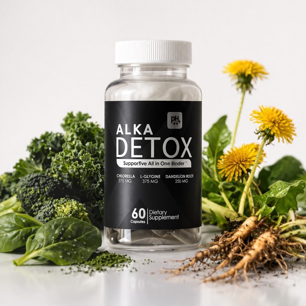 Binder Tablet with Fiber chlorella/Chlorophyll, Liver & Gut Detox Cleanse, Colon and Toxin Flush. glycine and Dandelion Root and salud, Pure no fillers. 60 Capsules.