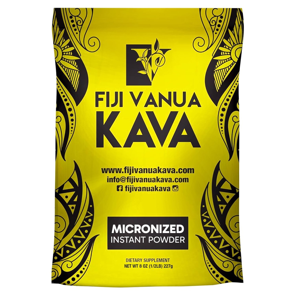 Fiji Vanua Kava Micronized Kava Pulver, Tragbar und einfach, Kava Root zubereiten, keine Straining benötigt, reines & starkes Getränk Pulver, 8 oz