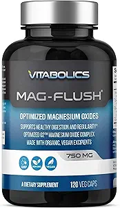 Mag Flush Magnesiumoxid Kapseln 750mg 120 Vcaps - Oxygenierte Magnesiumoxid-Ergänzung für Verstopfungsrelief, Colon Cleanse, Laxative und Digestion Unterstützung für Frauen und Männer
