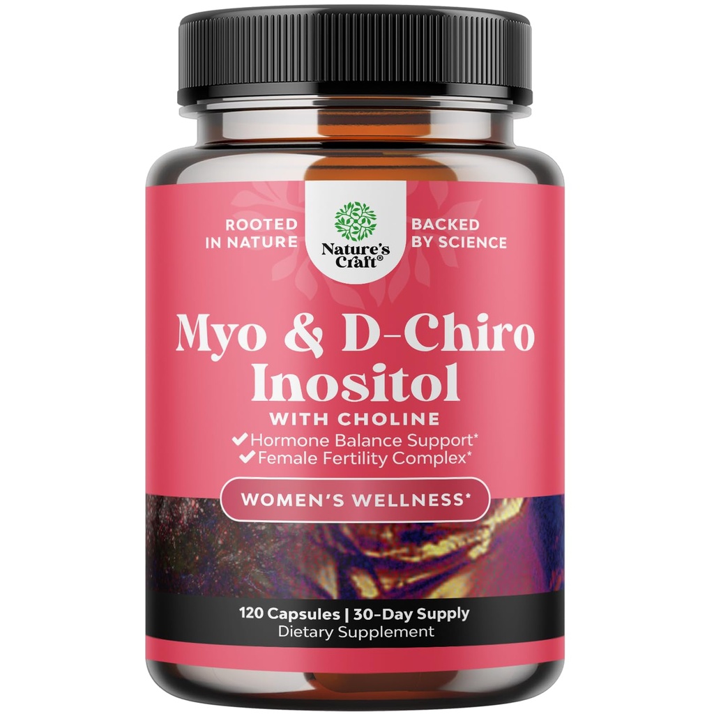 Myo-Inositol & D-Chiro Inositol Kapseln - Choline Inositol Ergänzung für Zyklus und Fruchtbarkeit Unterstützung - Frauen Hormon Balance Supplement mit Myo & D-Chiro Inositol Plus Choline Bitartrate