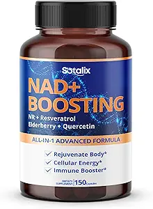 SOTALIX Supplement NAD+ Boosting All-in-1 Advanced Formula mit NR, Resveratrol, Elderberry, Quercetin - Immune Booster, Overall Well-Being- USA Made & Tested (150 Count (Pack of 1))