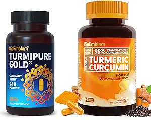 BioEmblem curcuma curcuma currica supplemento con BioPerine curcumina currica con TurmiPure clinicamente studiata