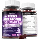 Teens Melatonin Gummies Supplement - 1.5mg Precise Dose with Magnesium, GABA, L-Theanine & Lemon Balm - Natural Zzz Support for Late-Night Study & Big Test Nights - Non-Habit Forming, Sugar-Free