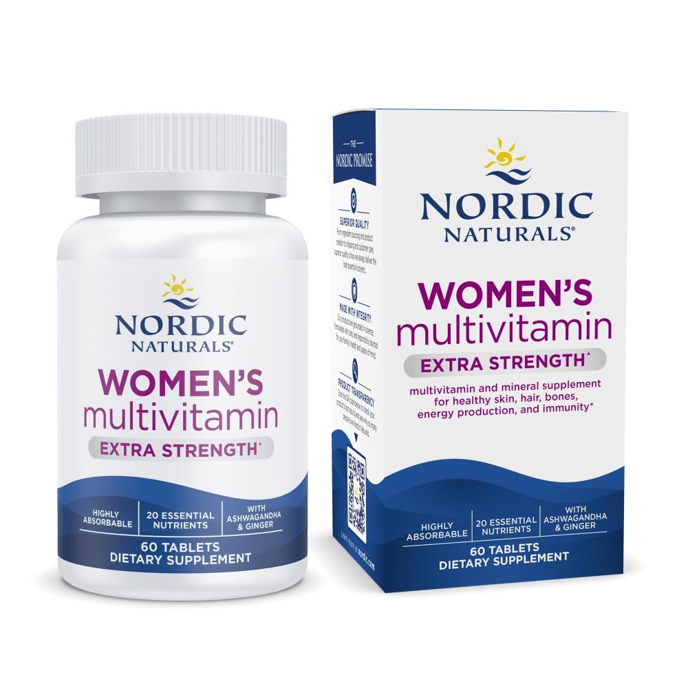 Nordic Naturals Multivitamin Extra Strength - Pelle, Capelli, Energia, & Bone Support - Integratore Immunità - 20 Nutrienti Essenziali - 60 Compresse - 30 Serve