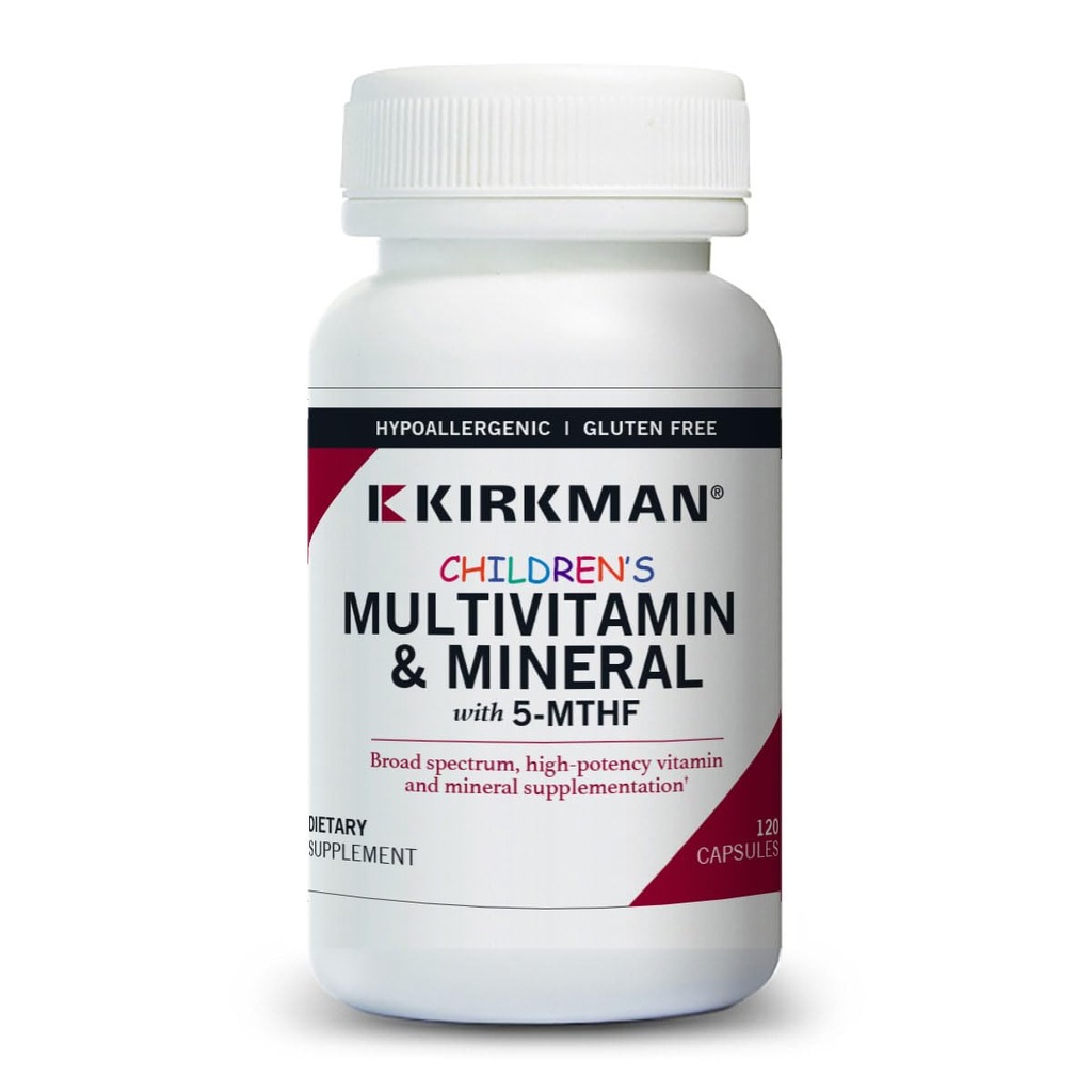 Kirkman - Kinder Multivitamin & Mineral - 120 Kapseln - mit 5-MTHF - Potent Broad Spectrum Vitamin/Mineral Supplement - Allergiker