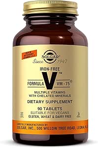 Solgar Iron-Free Formula VM-75, 90 Tabletten - Multivitamin mit Chelatmineralien - Vitamin A, B6, B12, C, D, E - Biotin, Magnesium, Calcium, Zink - Vegan, Gluten & Dairy Free, Kosher - 90 Servierungen