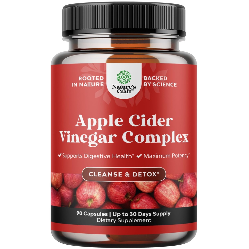 Apple Cider Essig Kapseln reinigen - ACV Cleanse und Detox Pillen für Gut und Verdauungsgesundheit mit Slimming Cayenne - Extra Strength ACV Kapseln für Gut Cleanse und Vollkörperentgiftung (30 Portionen)