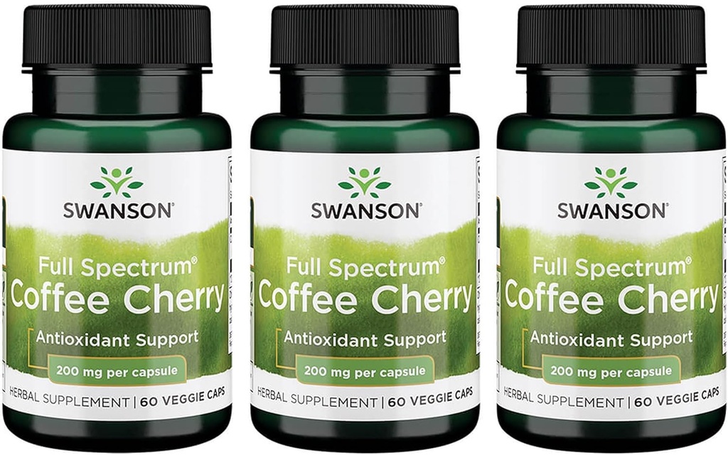 Swanson Full-Spectrum Kaffee Cherry-Herbal Ergänzung Förderung Immunsystem Unterstützung & liefern wesentliche Phytonutrients-Natural Gesamt Wellness Support-(60 Veggie Kapseln, 200mg Jeder) 3 Pack