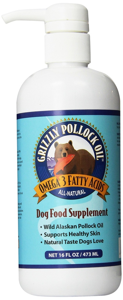 Grizzly Pollock Oil Dog Food Supplement, 16 Ounce