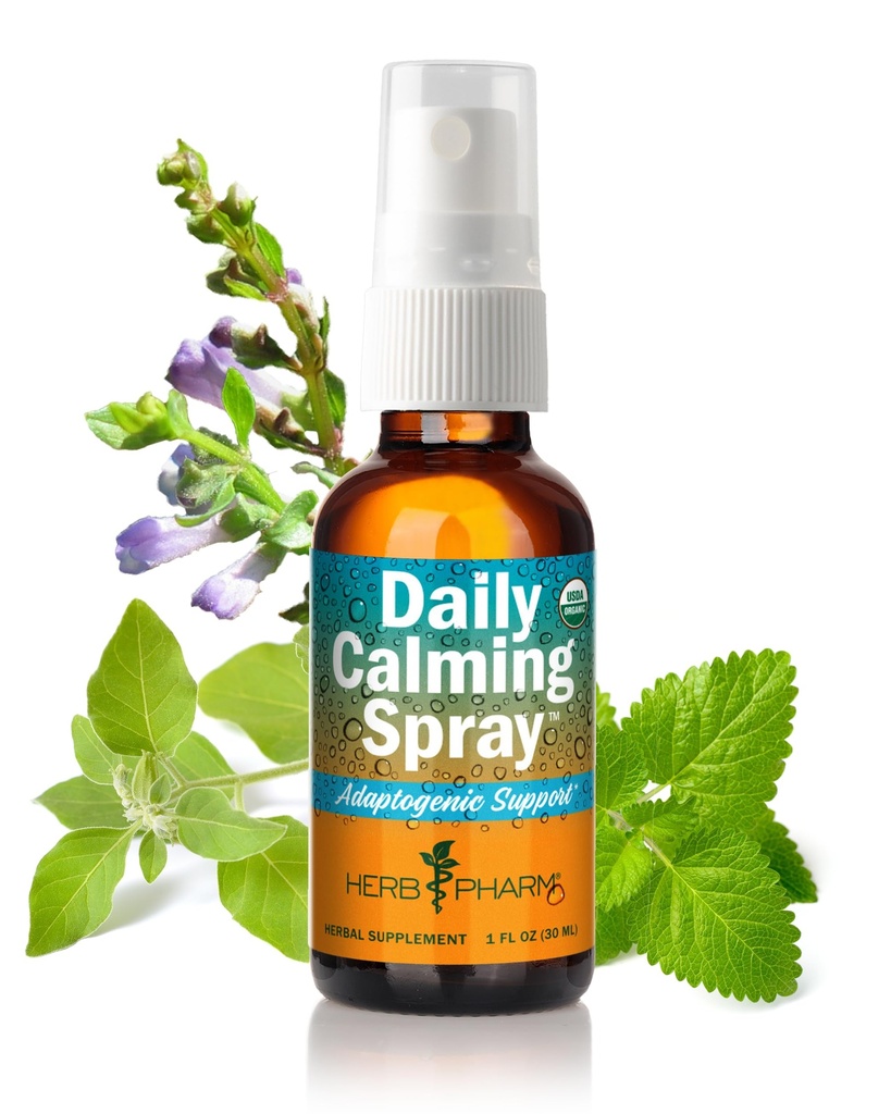 Herb Pharm Herbs on The Go Certified Organic Daily Calming Portable Spray, Adaptogenic Support*, 1 Ounce