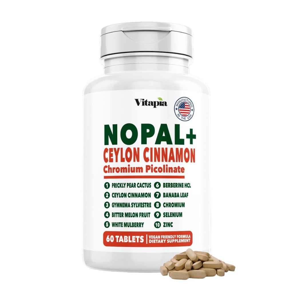 Vitapia Nopal Cactus Estratto per Antiossidante, Pelle, Metabolismo, Benessere, Heart Health Support - 60 Multi Capsule - Non OGM, Gluten Free Supplement