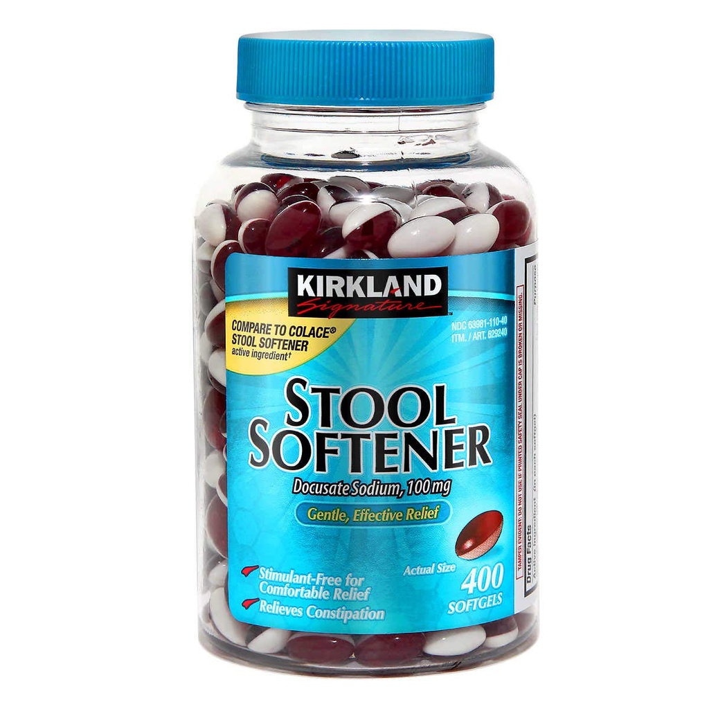 Kirkland Signature Stool Softener 100 mg, 400 Softgels (4 Pack)