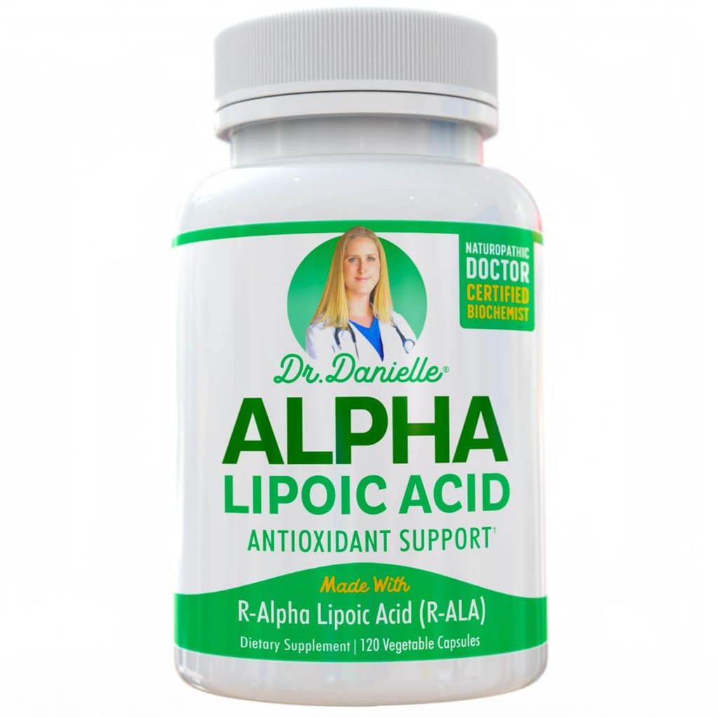 Alpha-Lipoic Acid von Dr. Danielle, Neuropathie-Unterstützung, Non-GMO, Gluten-Free, Vegan, Soja-Free, fördert gesunde Blutzucker, Alpha R Lipoic Acid R-ALA, R-ALA, 120 Veggie Caps