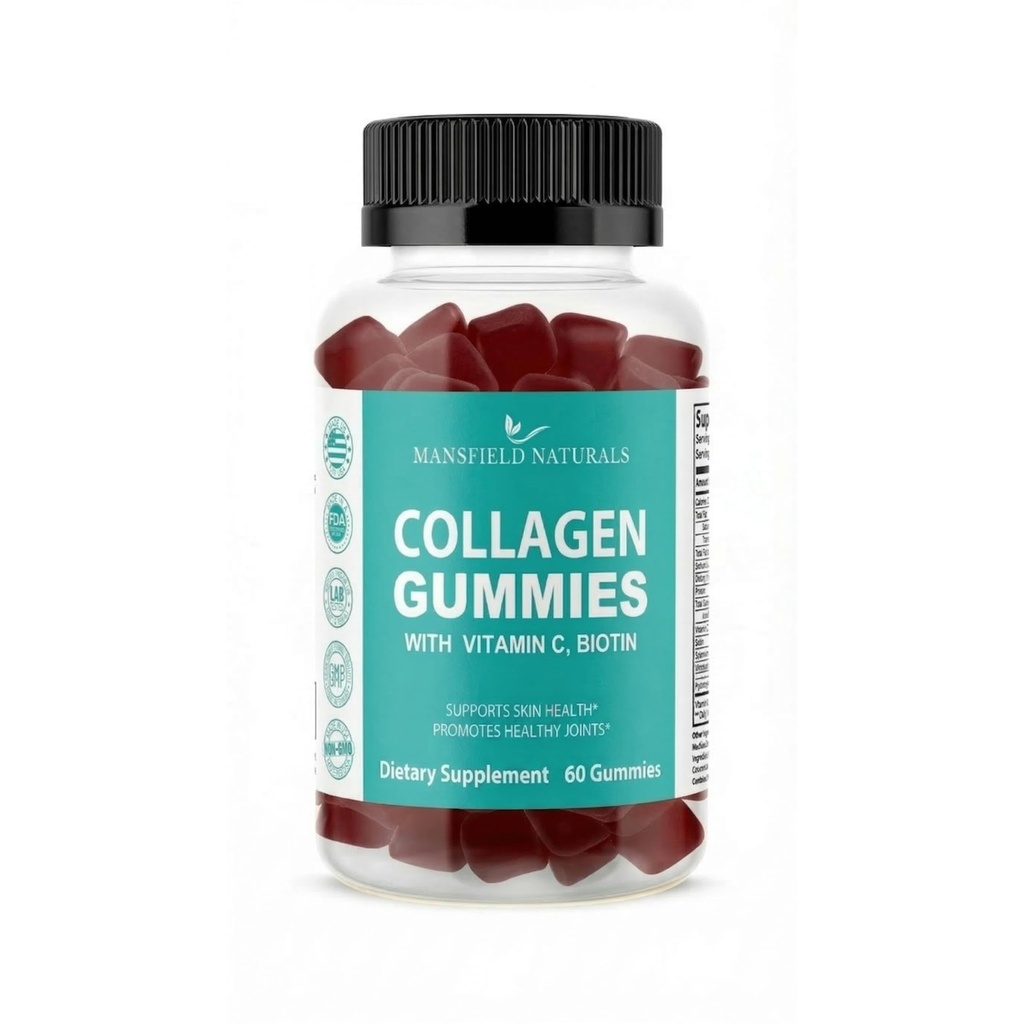 Collagen Gummies Skin, Hair, Nail & Joint Support Hydrolyzed Collagen Type I & III Biotin + Vitamin C 60 Gummies Non-GMO, Gluten-Free Pack of 1