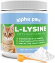 Alpha Paw - Qualité humaine pour les animaux de compagnie - Supplément Lysine Cat - Serviettes supplémentaires 5-10 mois d'approvisionnement - Lysine naturelle (8 Ounces/227 Grams)