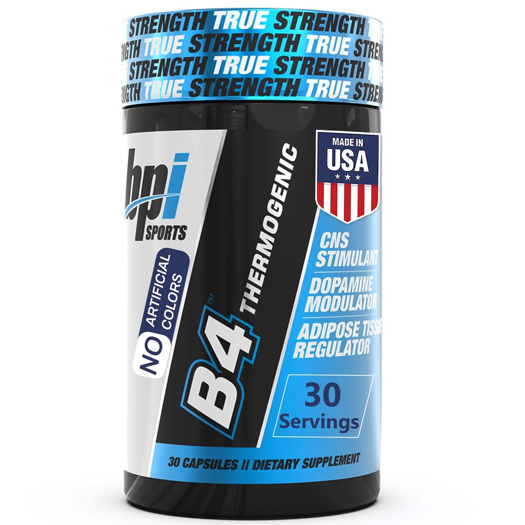 BPI Sports B4 – Extra Strength Natural Fat Burner for Women & Men – Keto-Friendly Fat Burner Capsules, Weight Loss & Appetite Control -Koffein, Niacin, Quercetin, Yohimbine – 30 Portionen – 710mg