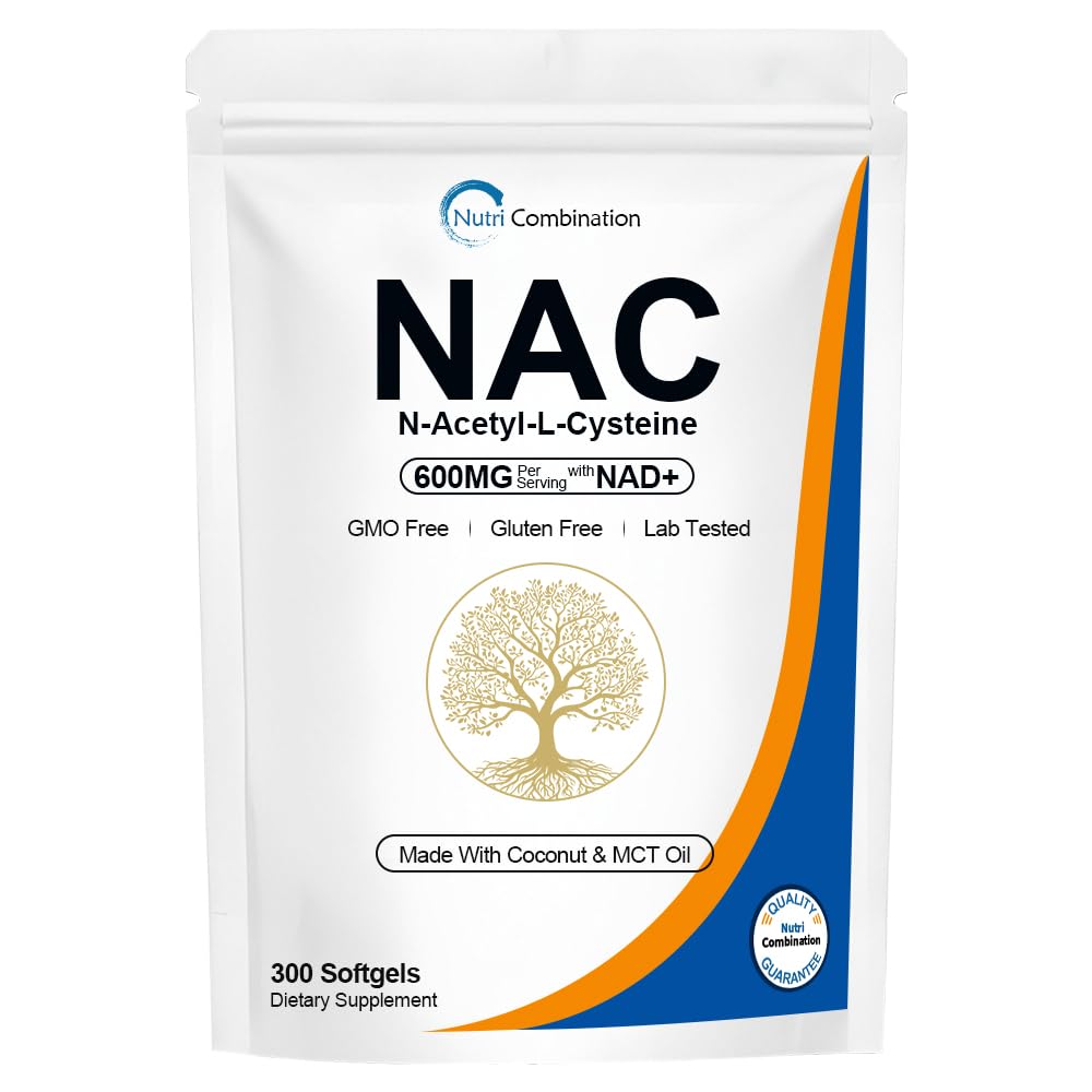 Aeteon NAC Supplement 600mg with NAD+, Daily Wellness Support, Non-GMO, Vegan, Coconut & MCT Oil, 300 Softgels