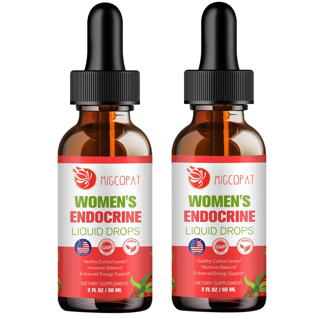 Migcopat Women Endocrine Liquid Drops, Supports Hormone Balance, Cortisol Levels, Gut Health, Mood, Sleep | Liquid Multivitamins with Inositols, Rhodiola, DIM