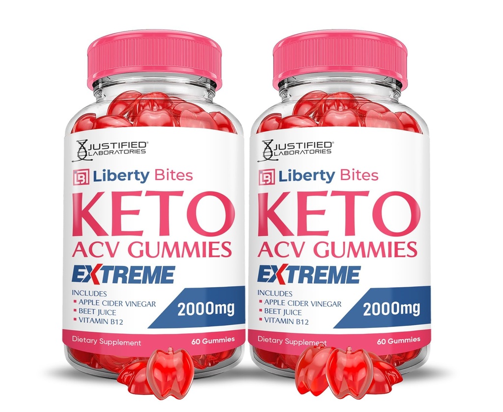 (2 Pack) Liberty Bites Keto ACV Gummies Extreme 2000MG Libertybites Keto Gummies Apple Cider Vinegar Formulated with Pomegranate Beet Juice Powder B12 Vegan Non GMO 120 Gummys