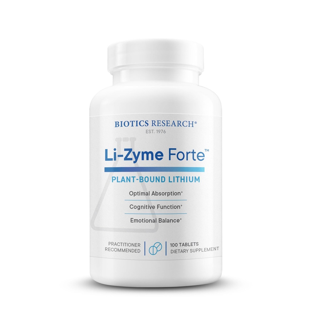 Biotics Research Li Zyme Forte Plant-sourced, fitochimicamente Bound Lithium, Supporta la funzione cerebrale, Memoria e Mood Support,100 compresse