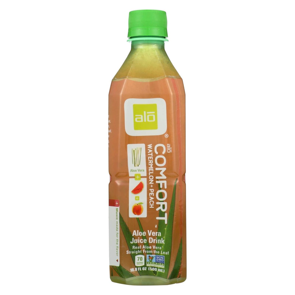 alo Aloe Vera Drink - Comfort - Watermelon Peach - 16.9 oz - 12 Pack