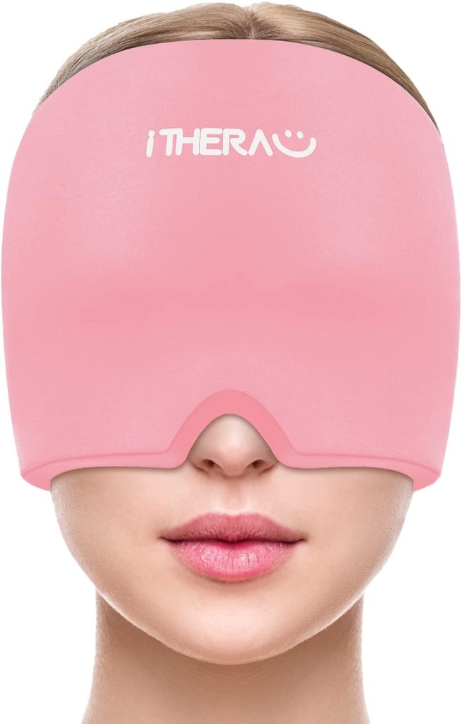 I-THERA-U Migraine Relief Cap, Migraine Ice Head Wrap, Headache Ice Hat, Cold Therapy Headache Relief Cap for Migraine Eyes Mask Pink Headache Ice Pack for Puffy Eyes, Tension, Sinus & Stress Relief