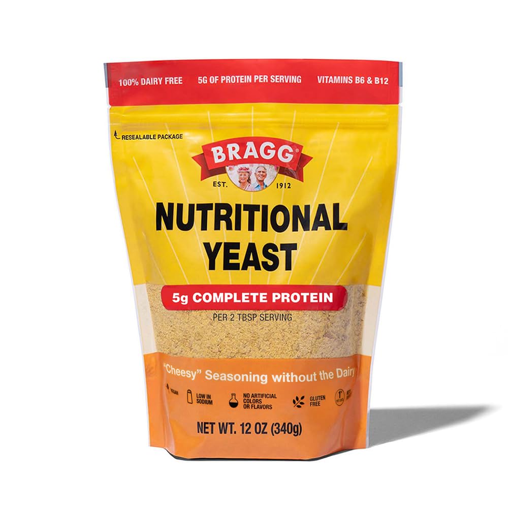 Assaisonnement nutritionnel de levure de Bragg Premium - végétalien, sans gluten – bonne source de protéines et de vitamines – substitut de fromage de parmesan à saveur nutritive (original, 12 once (paquet de 1))