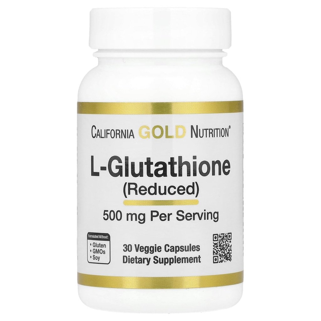 California Gold Nutrition L-Glutathione (ridotto), 500 mg, 30 capsule di verdure