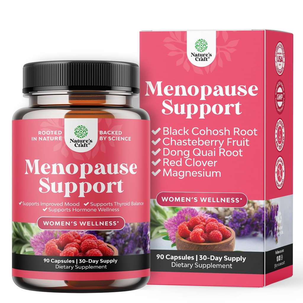Komplette Kräuter Menopause Ergänzung für Frauen - Multibenefit Menopause Ease Hormon Balance für Frauen für Nacht Sweats Mood und mehr mit Dong Quai Vitex Chaste Berry und Black Cohosh - Mini Caps