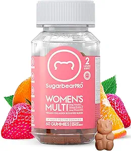 Sugarbear Women's Multivitamin Gummies with Collagen, Glutathione, Omega-3, and Vitamins - Vegan, Chewable Daily Supplement (1 Month)