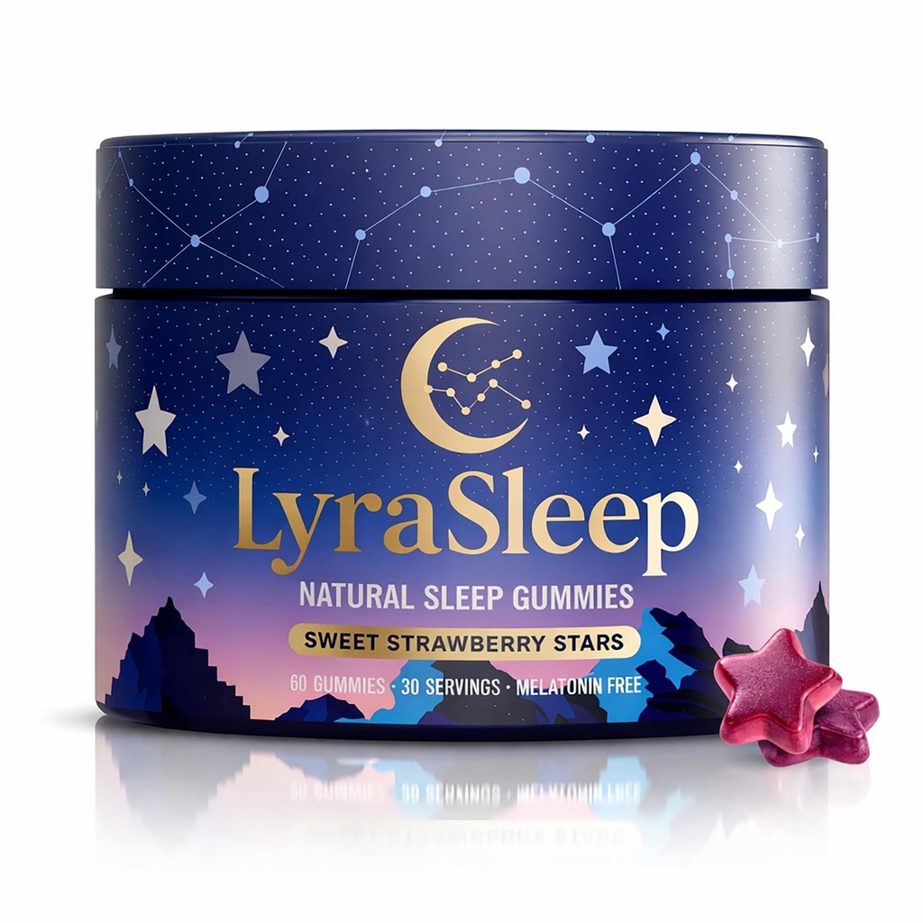 LyraSleep Gummies - Nighttime Relaxation & Sleep Support Supplement with L-Theanine & Botanical Blend, Calm & Restful Sleep Formula, Berry Flavor - 60 Gummies