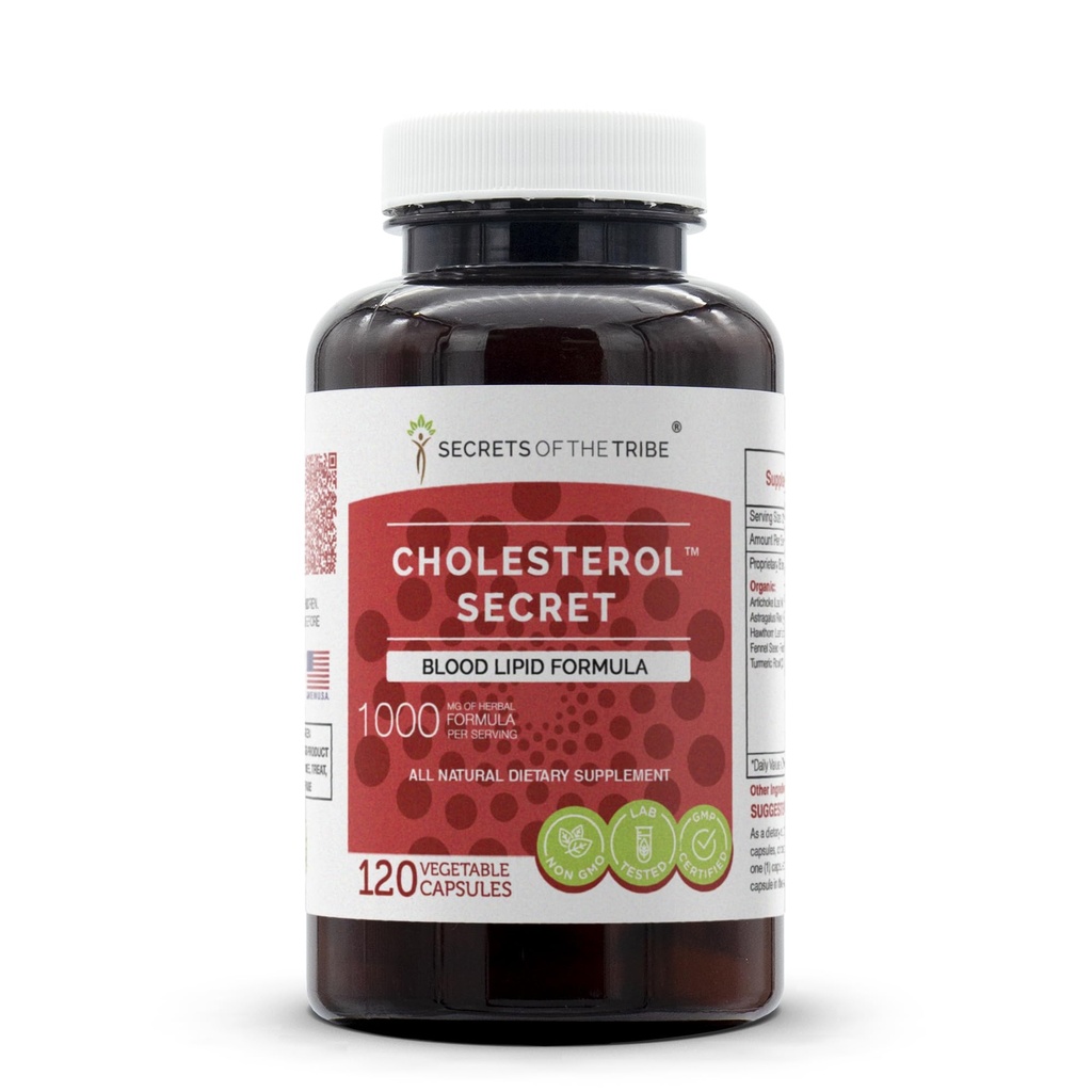 Secrets of the Tribe - Cholesterol Secret, Blood Lipid Formula, Herbal Supplement Blend (120 Capsules)