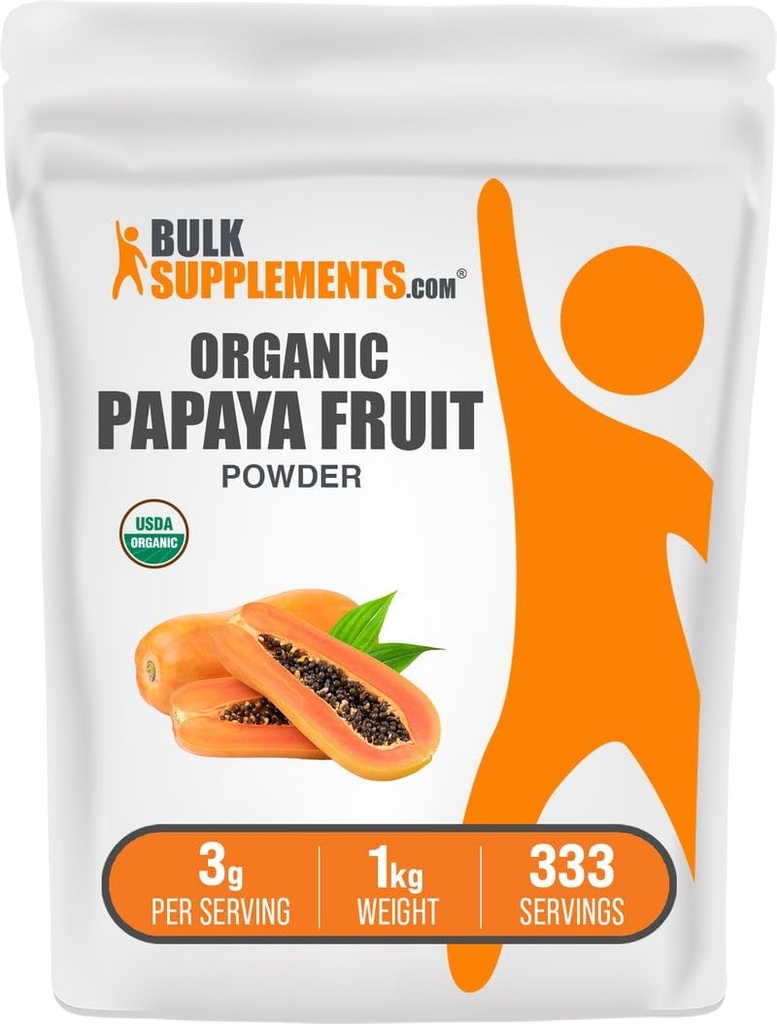 BulkSupplements.com Organic Papaya Fruit Powder - Flavoring Powder, Quelle: Carica Papaya Fruit - Glutenfrei, 3g pro Servierung, 1kg (2.2 lbs) (Pack von 1)