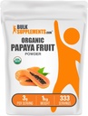 BulkSupplements.com Poudre de fruits de papaye biologique - Poudre aromatisante, provenant de la carica Papaya Fruit - Sans gluten, 3g par portion, 1kg (2,2 lbs) (paquet de 1)