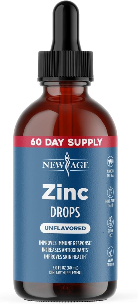 Ionique Zinc gouttes liquides - High Potency Immune Booster supplément de zinc, défense immunitaire, puissant antioxydant naturel, non-OGM - par nouveau âge (Liquid 2 OZ), paquet de 1