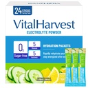 24 Sticks Electrolytes Powder Packets 7 Flavors Sugar Free Hydration Packets Liquid Daily IV Drink Mix, Low Sodium, Lemon Cucumber