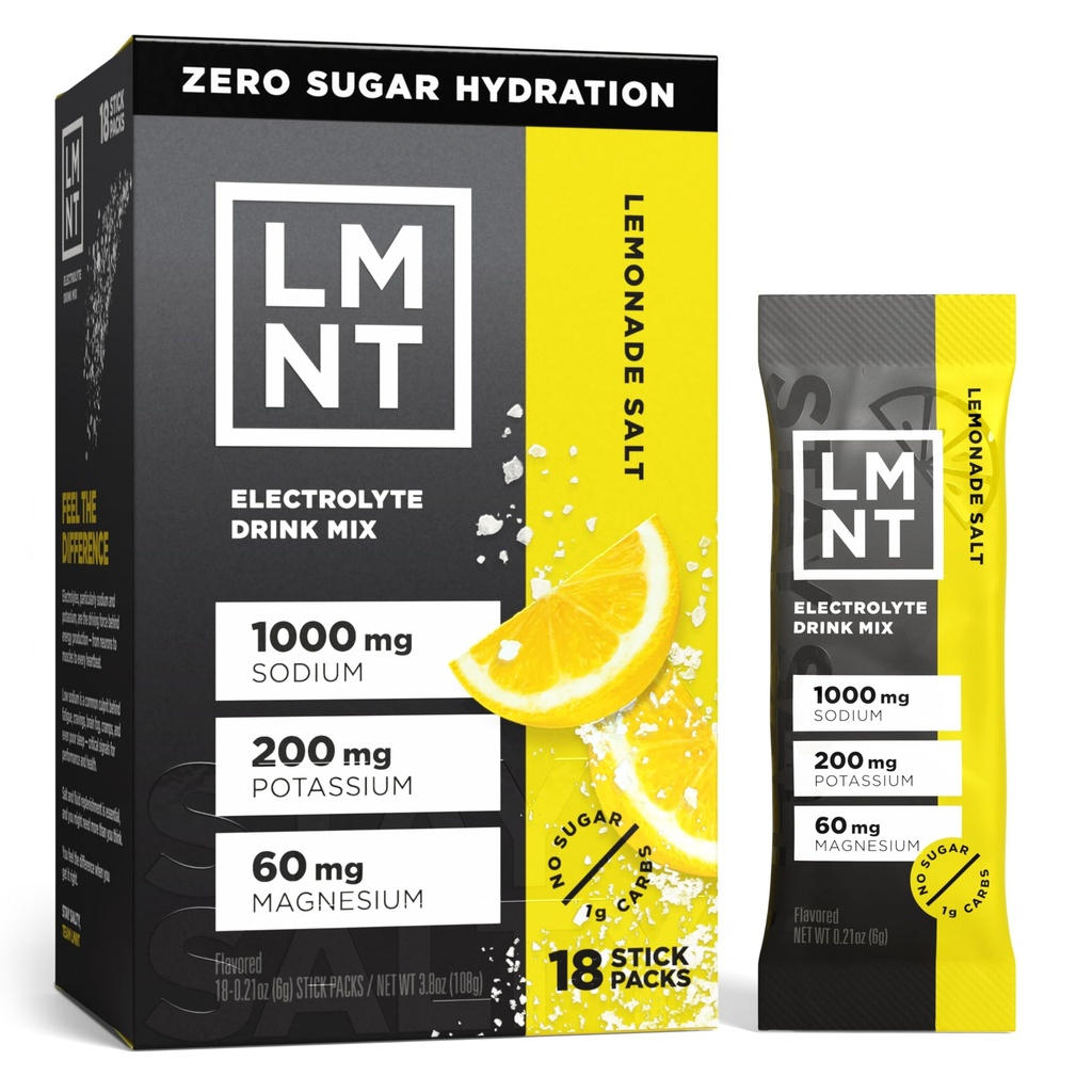 LMNT Zero Sugar Electrolytes - Lemonade | Drink Mix | 18-Count