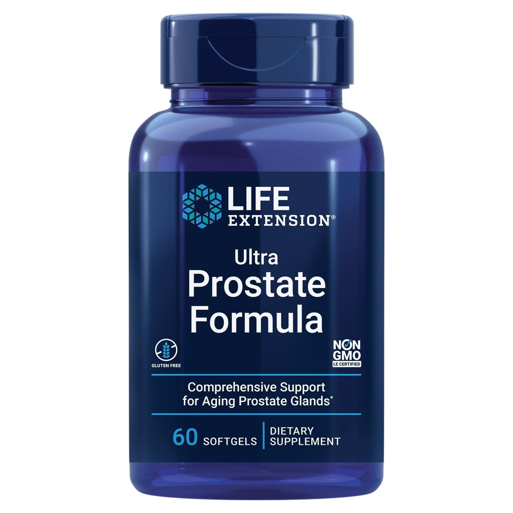 Life Extension Ultra Prostate Formula - Men’s Prostate Health Supplement mit Beta Sitosterol, Saw Palmetto, Lycopin, Kürbis Seed - 60 Softgels