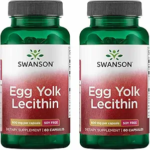Lecitina di Yolk di Swanson - supporto sanitario cardiovascolare e cognitivo - Supplemento Soy-Free May Support Brain Health - (60 capsule) (2 Pack)