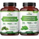Zazzee Herbal GlucoBalance Support Bundle | Super Concentrated Bitter Melon and Organic Gymnema Sylvestre Extract Capsules | Non-GMO Gluten Free Vegan & ISO Lab Tested