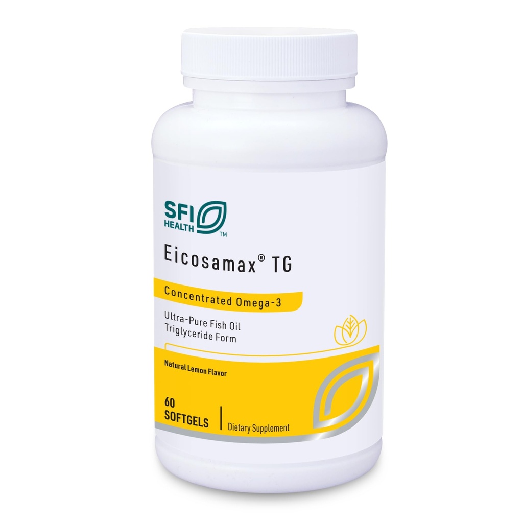 Klaire Labs SFI Gesundheit Eicosamax TG Fischöl - Ultra Pure Omega-3 Fischöl Pillen mit EPA/DHA - Sustainable Sourced - Natürliche Zitronengeschmack für keine Fishy Burps oder Nachgeschmack (60 Softgels)