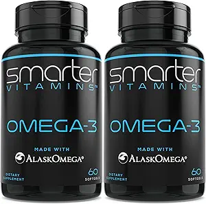 (2 Pack) Olio di pesce più intelligente Omega 3, Aroma di bacche, Burpless, Tasteless, 2000mg, Potent Triple Strength DHA EPA Brain OMEGA3, Realizzato con AlaskOmega®