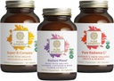 PURE SYNERGY Mood and Adrenal Support Bundle , Supplément de soutien d'humeur avec extrait de safran biologique USDA Biologique Vitamine C , Complexe Vitamine B avec des aliments entiers , non OGM et végétalien