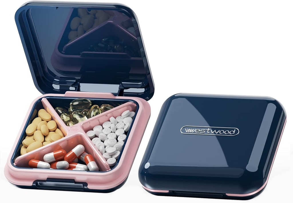 DUBSTAR Pille Box - Wasserdichte Portable Daily Small Case für Geldbörsen Tasche Kompakte Reisemedizin Halter für Vitamine,Fische Öle,Ergänzungen,Medikation(Deep Blue)