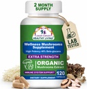 Cancer Sciences Organic Mushroom Supplement Kapseln - 1.500mg Non-GMO Wellness Pilz Complex 40% Beta-Glucans -Turkey Tail, Reishi, Cordyceps, Chaga Extract für Gehirn und Immununterstützung 120 Kapseln