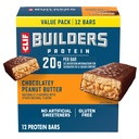 CLIF BUILDERS Protein Bars - Chocolate Peanut Butter Flavor - 20g Plant Based Protein - Gluten Free - Non-GMO - Low Glycemic - No Artificial Sweeteners - Value Pack, 2.4 oz. (12 Conteggio)