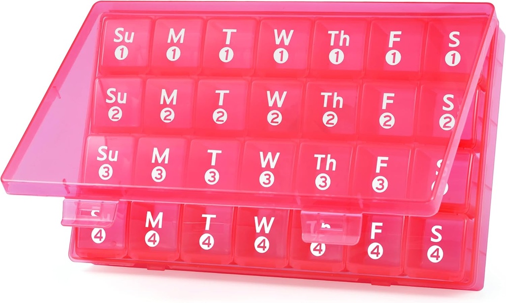 Große monatliche Pille Organizer, 28 Tage Pille Box 1 Mal am Tag, 4 Wochen ein Monat Pille Fall Container,Travel Friendly Medicine Organizer für Vitamine, Fischöle, Beilagen