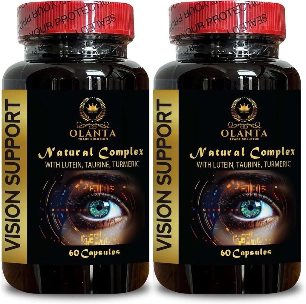 Vision Support Formule Naturelle - Suppléments Lutéines Biologiques - Vision Naturelle Support avec Beta-Carotène & Antioxydants - 2 Bouteilles 120 Capsules