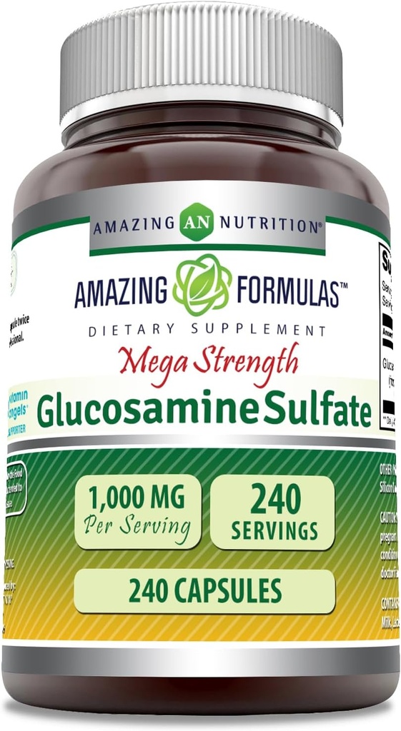 Incredibile Formulas Glucosamine Sulfate 1000 mg Capsule Supplemento | Non OGM | Gluten Free | Made in USA (240 Count)