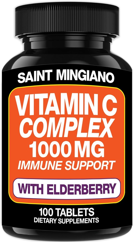 Vitamin C 1000mg mit Elderberry-Ergänzung - Double The Standard Dosierung mit 14 speziell geformten Zutaten - 100 Kapsel / 3 Monate Versorgung
